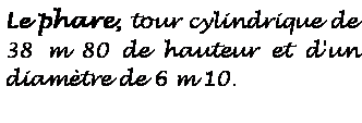 Zone de Texte: Le phare, tour cylindrique de 38 m 80 de hauteur et d'un diamtre de 6 m 10. 